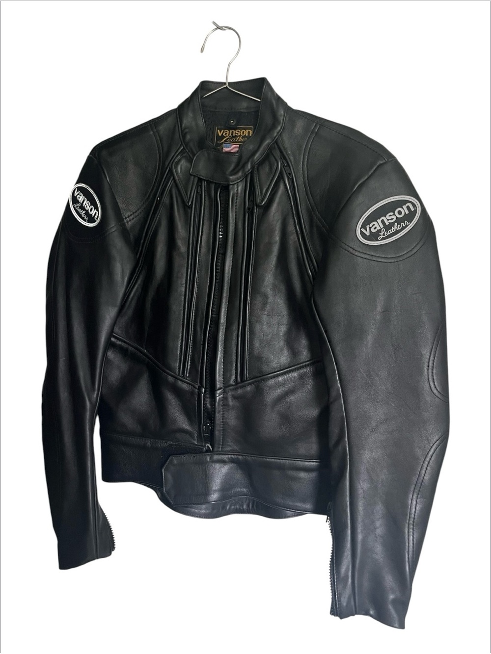 Vanson Black Leather Performance Motorcycle Jacket